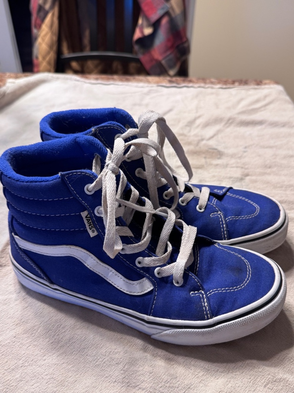 Vans Kids High-Top Sneakers in Royal Blue and White